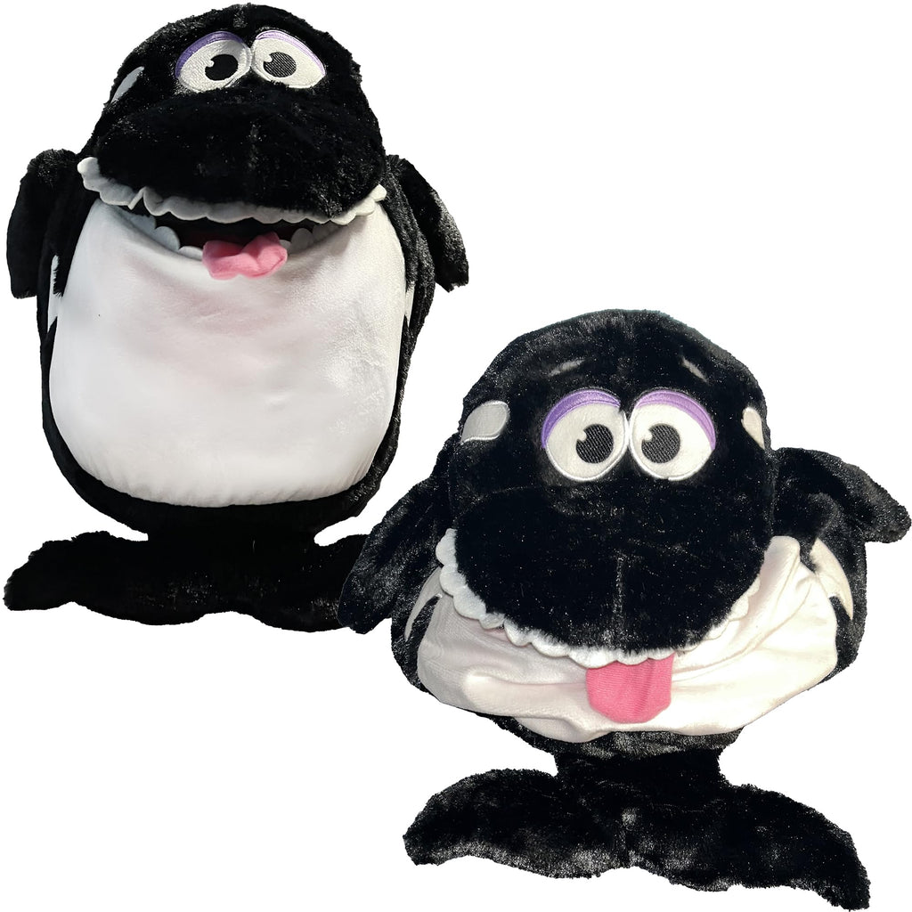Tummy Stuffers: Shark - Black & White - Storage Plush, Holds Items-Blankets-Toys Inside, Stuff-Store-Play, Kids Happy Soft Animal Character Companion