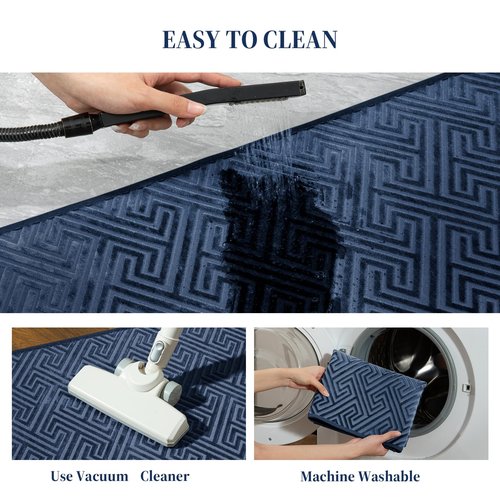 YIHOUSE Navy Blue Bathroom Rugs 17"x24", Quick Dry Non Slip Bath Rug, Absorbent Machine Washable Thin Bath Mat for Restroom Floor Tub Laundry Room Home Decor