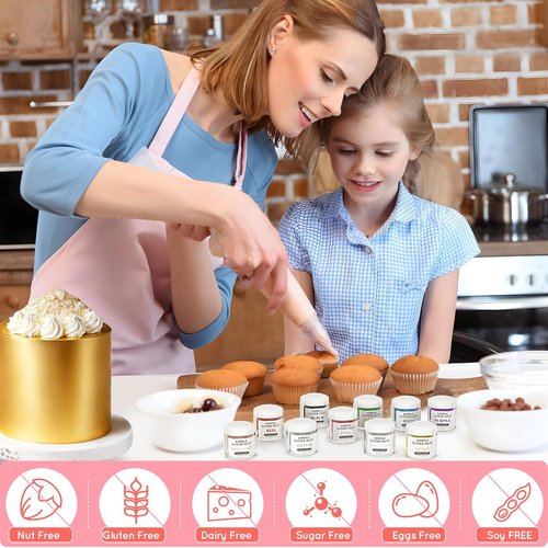 Cherrysea Luster Dust Edible Set - Food Grade Shimmer Powder for Cakes & Cocktails - 4g Bottles, Rose Gold & Gold