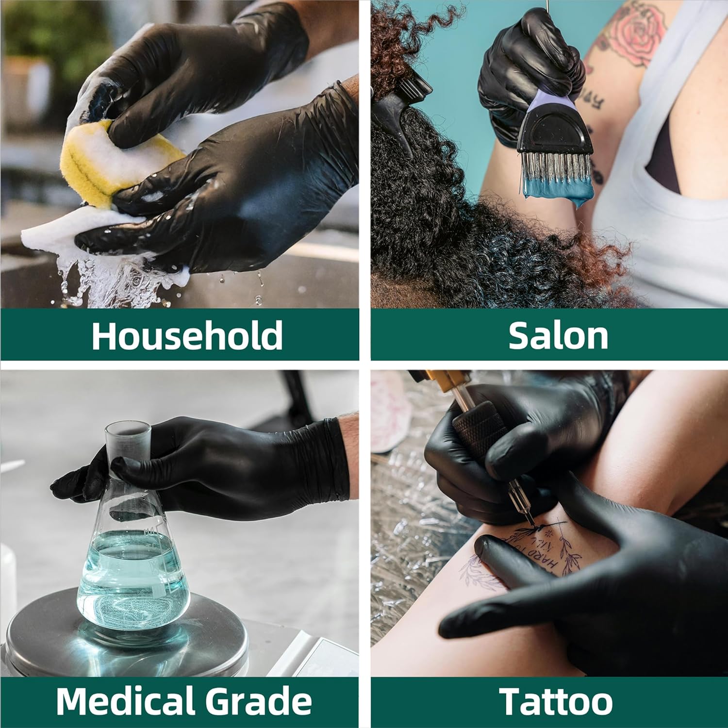 Supmedic Vinyl Disposable Exam Gloves - Black 4Mil, Powder-Free & Latex-Free | 100 & 1000 Count