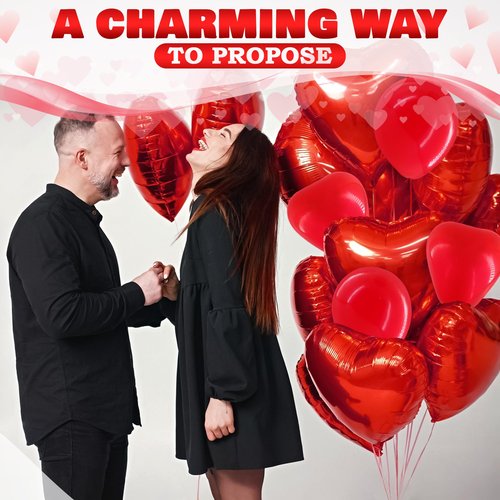 Romantic Balloon Decoration Kit with 42" LOVE Letters & Heart Balloons - Proposal, Engagement, Wedding & Anniversary Room Decoration Set with Hanging Hearts & Rose Petals - Complete Romantic Setup