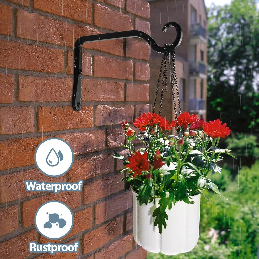 BOLITE Plant Hangers - 6 Inch Indoor/Outdoor Wall Hooks for Planters & Lanterns | 2 Pack, Black