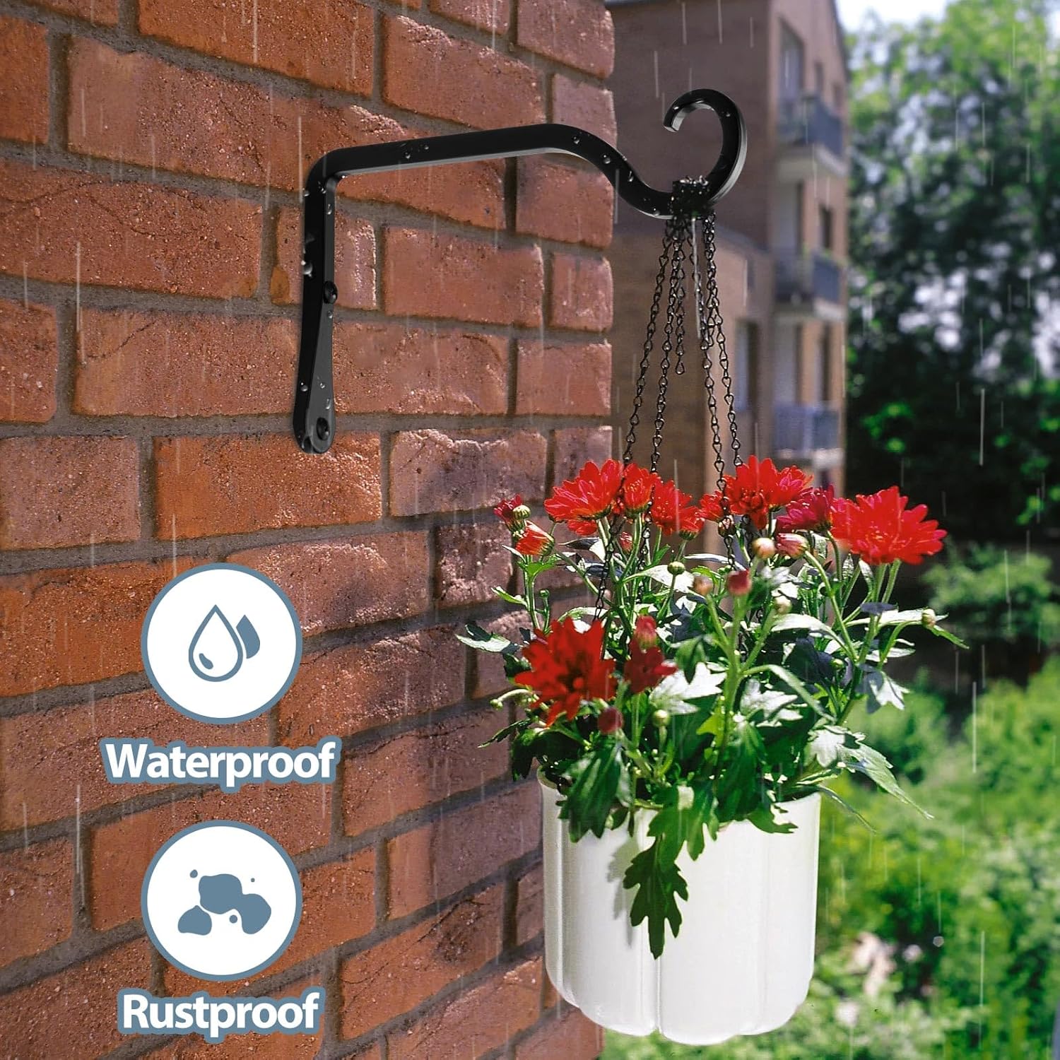 BOLITE Plant Hangers - 6 Inch Indoor/Outdoor Wall Hooks for Planters & Lanterns | 2 Pack, Black