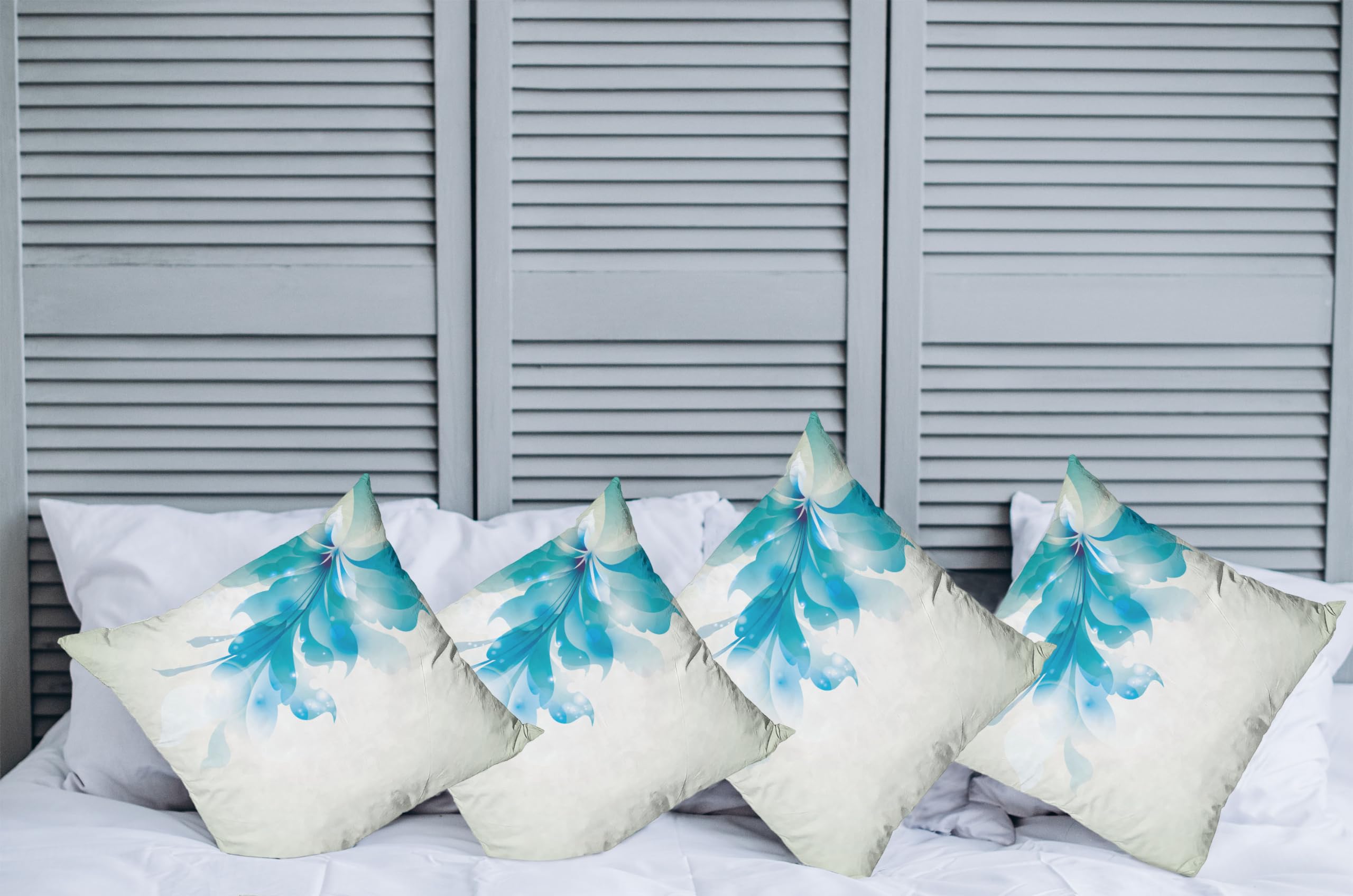Ambesonne Abstract Pillow Cushion Cover Pack of 4, Color Gradient Effect Isolated Flower Petal Stem Forms Digital Art, Decorative Square Accent Pillow Case, 4 Pcs-18" x 18", Pale Blue and White