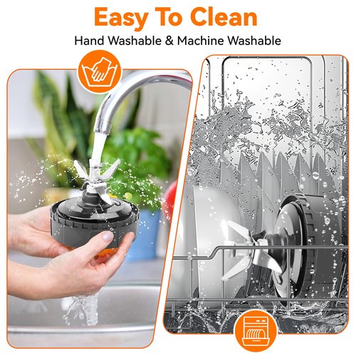 1-pack 6 Fins Extractor Blade Assembly for Ninja, 3.35inches/8.5cm Blender Blade Replacement Parts Compatible with Ninja BL660 BL740 BL770 BL771 BL772 BL773CO BL780, with Hook, Brush, Rubber Gasket