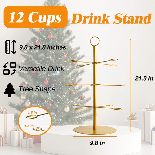 Champagne Tower for Parties, 3-Tier 12-Glasses Cocktail Tree Stand Countertop Wine Glass Holder for Drinks, Champagne Stand Drink Tower Wine Glasses Display for Champagne , Martini, Margarita Cups