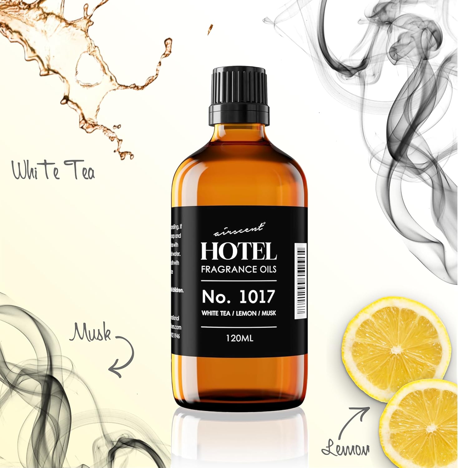 AirScent Hotel Diffuser Oil No. 1017 - White Tea Lemon Cedar Wood - Premium Fragrance for Diffusers | 10 mL Glass Bottle
