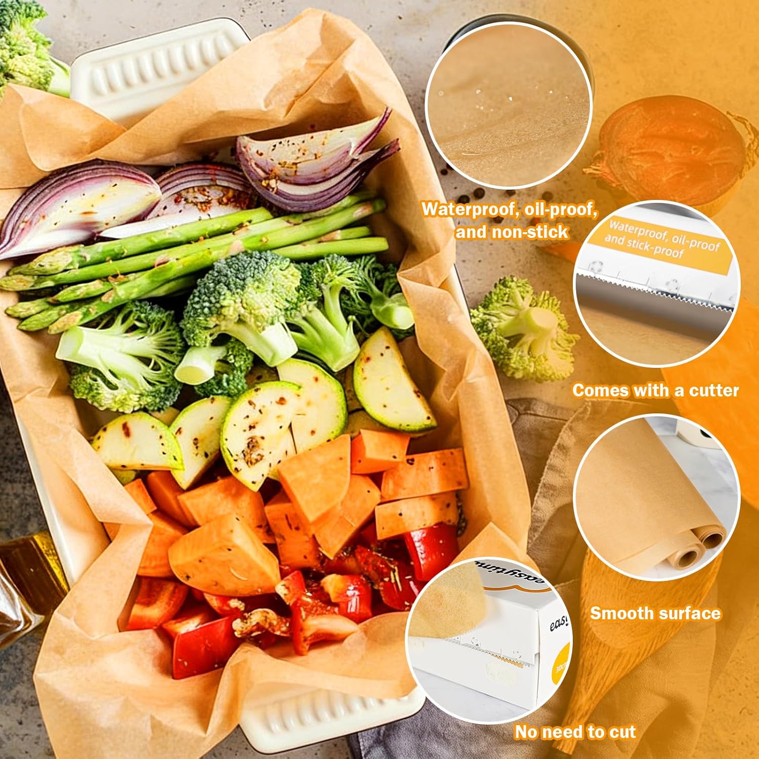Unbleached Parchment Paper Roll by [Brand Name] - 12in x 49ft, High Temperature Resistant, Non-Stick Baking Paper for Cooking & Grilling