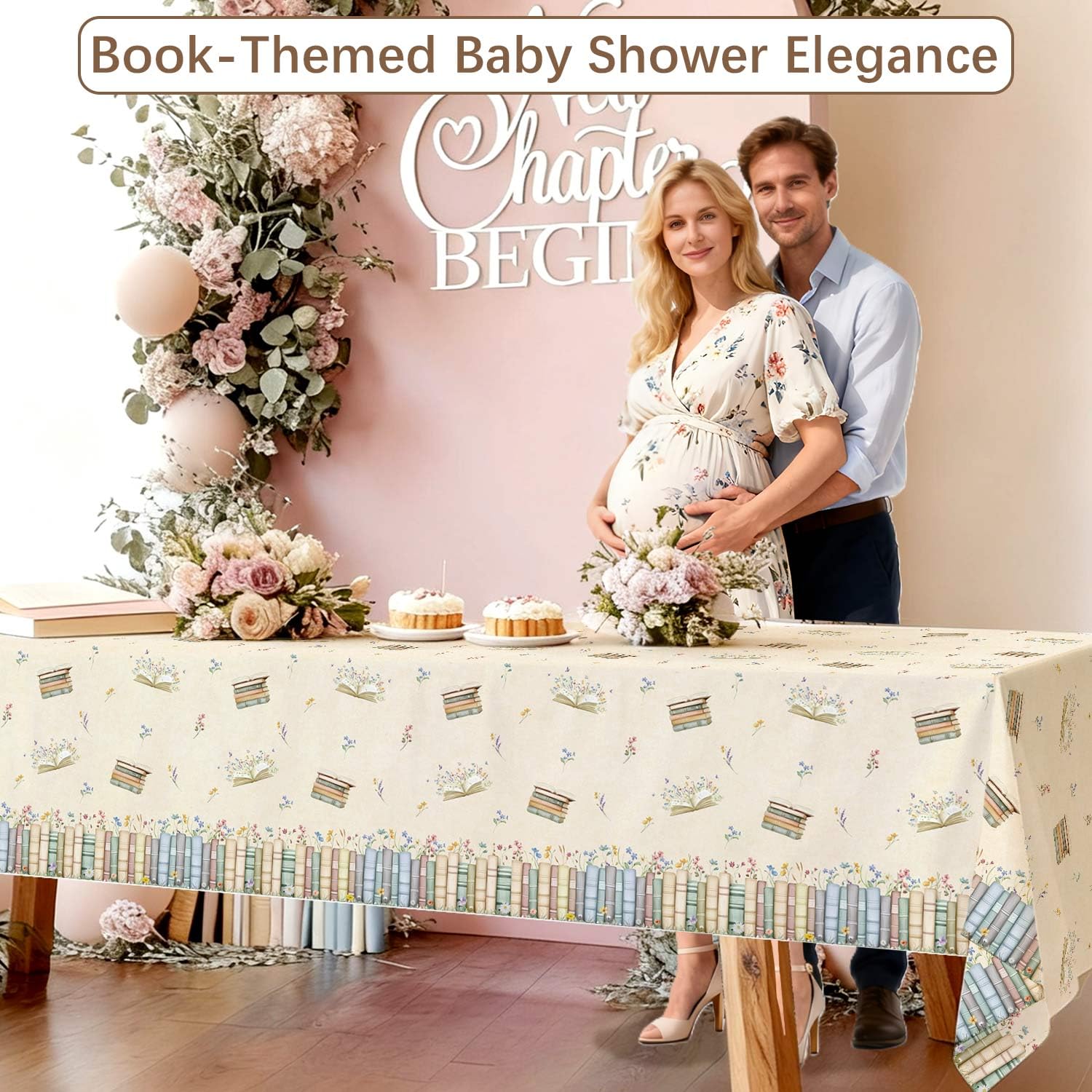Caisehabu 3pcs Book Themed Party Decorations Tablecloths, Plastic Storybook Baby Shower Decorations Tablecloth for Book Club Party Decorations, 54in x 108in