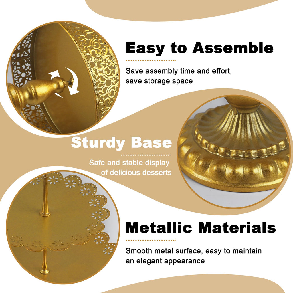 Gold Cake Stands Set, 5pcs Metal Tiered Cupcake Diaplay Stand Serving Platter for Dessert Table, Dessert Candy Fruit Tray for Wedding Baby Shower Birthday Party