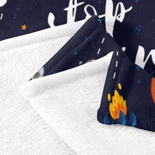 Space Blanket for Kids, Cute Outer Space Never Stop Dreaming Solar System Fuzzy Flannel Exploring Throw Blanket for Boys Girls Soft Cozy Plush Imagination Blanket for Couch Home Bedroom 50x40 inches