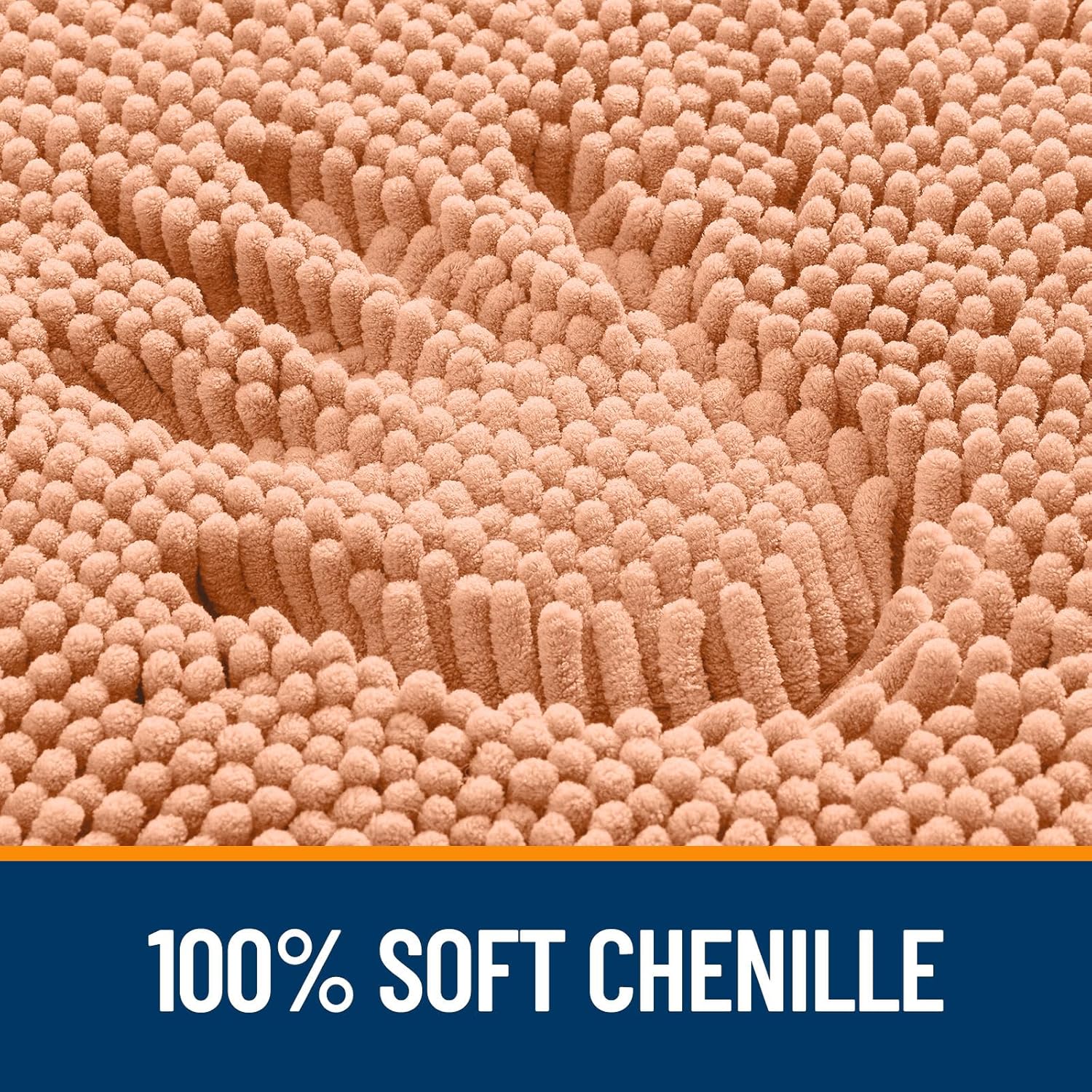 OLANLY Bathroom Runner Rugs - Extra Soft Chenille Bath Mats | Quick Dry, Machine Washable, 44x24, Peach