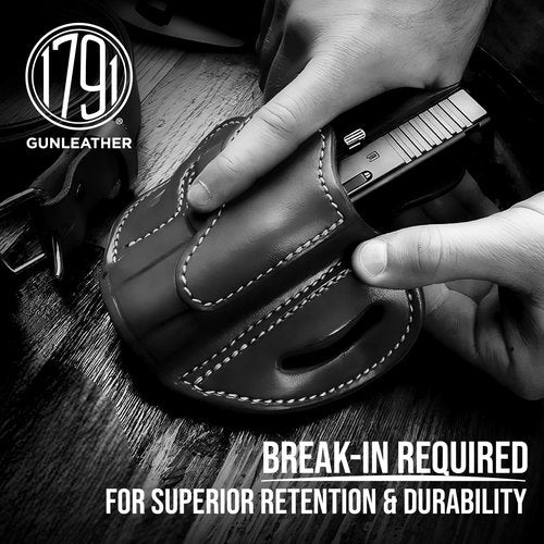 1791 GUNLEATHER G19 Holster - Right Hand OWB G19 Leather Holster for Belts - Fits Glock 19, 23, 26, 27, H&K VP40 and Springfield XDS