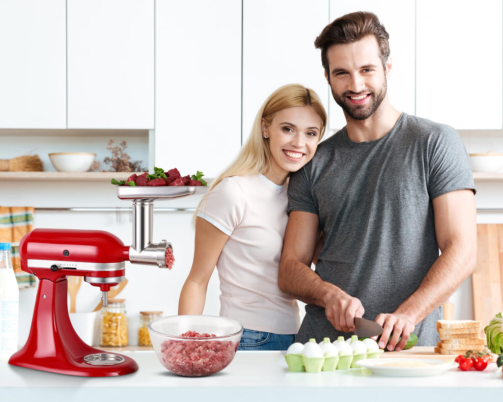 Stainless Steel Meat Grinder Attachments for KitchenAid Mixers, Metal Food Grinder, Sausage Stuffer, Dishwasher Safe Accessory Suitable for Kitchen Aid by Rafbar, 82207R