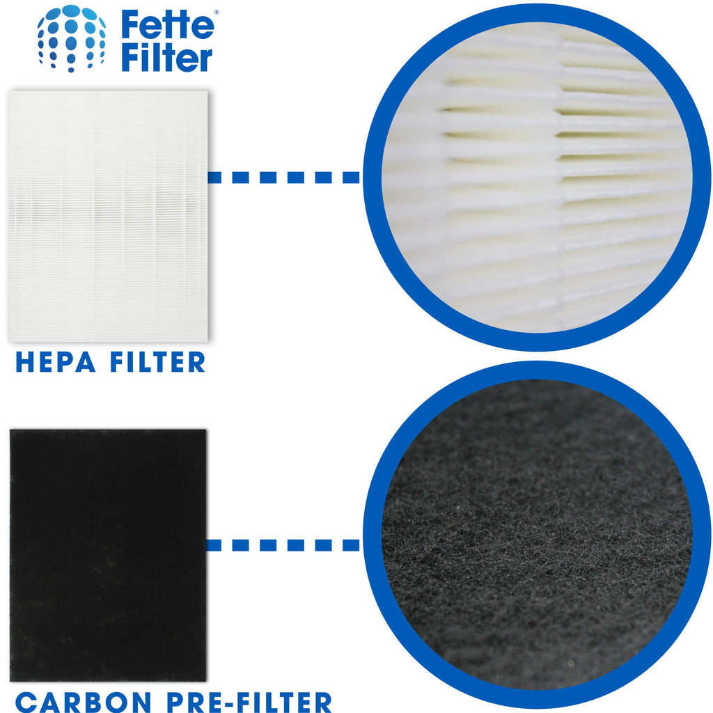 Fette Filter - 115115 Premium True HEPA H13 Filter Compatible with Winix Filter A 115115 Size 21 Plasma Wave Air Purifier AM90 P300 5300 5500 5300-2 6300-2 6300 C909 9800 C535 - Pack of 2 + 8