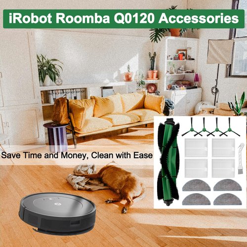 14 Pack Replacement Parts kit for iRobot Roomba Combo Essential Series Q0120, Q0520, Y0140, Y0110, Q011 Robot Vacuum Cleaner, 1 Main Brush, 4 Side Brushes,4 Hepa Filters,4 Mop Cloth,1 Cleaning Brush
