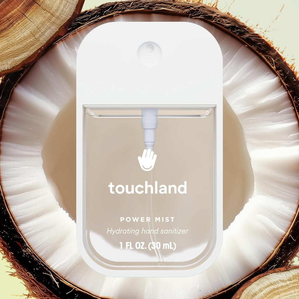 Touchland Hydrating Hand Sanitizer Spray - Beach Coco Trio Set | Dye-Free Travel Mists (3 x 1 FL OZ)