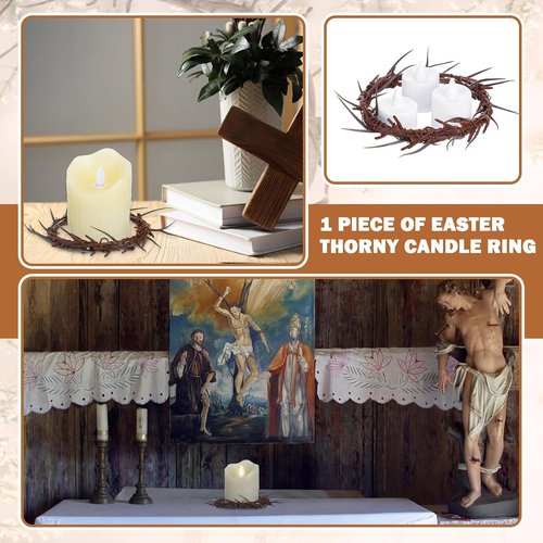Daifunli Jesus Crown of Thorns Headpiece - Elegant Candle Holder Ring Wreath for Home Decor