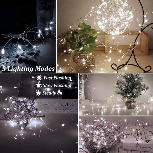 AIKEI 12 Pack LED Fairy Lights - Waterproof Silver Wire String Lights for DIY Decor | 7 Feet, 20 LEDs