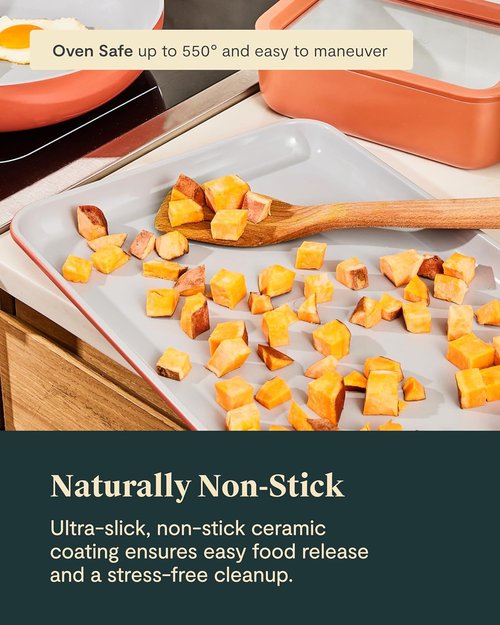Caraway Non-Stick Ceramic Baking Sheet - Naturally Slick & Non-Toxic - Perfect for Baking & Roasting - Medium (15" x 10") - Marigold
