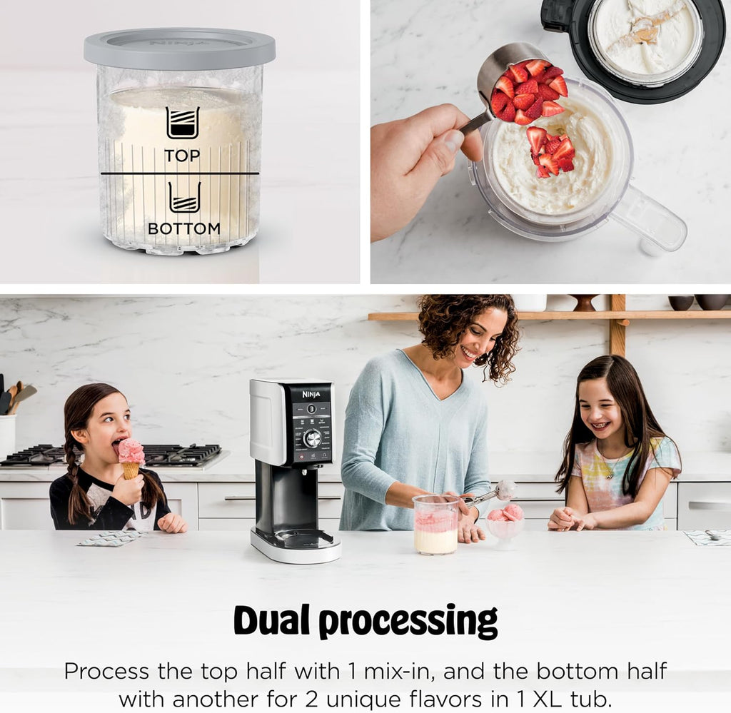 Ninja CREAMi Deluxe Ice Cream Maker - 11-in-1 Frozen Desserts, Sorbet & Milkshakes | Includes 2 XL 24 Oz. Tubs | Silver | NC501