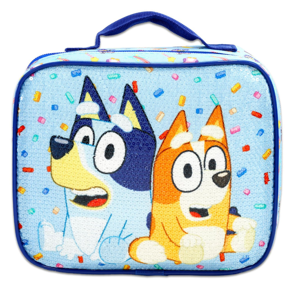 Bluey Backpack with Lunch Bag for Kids, Boys, Girls - Bundle with 15” School Bag, Lunch Box, Water Bottle, Stickers, More | Bluey Backpack and Lunchbox Set