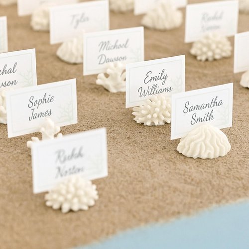 Kate Aspen Seven Seas Mini Coral Place Card Holders - Set of 6 Coastal Decor Mini Table Place Cards with Holders, Beach Wedding Decorations, Table Beach Decor, Under The Sea Party Decorations