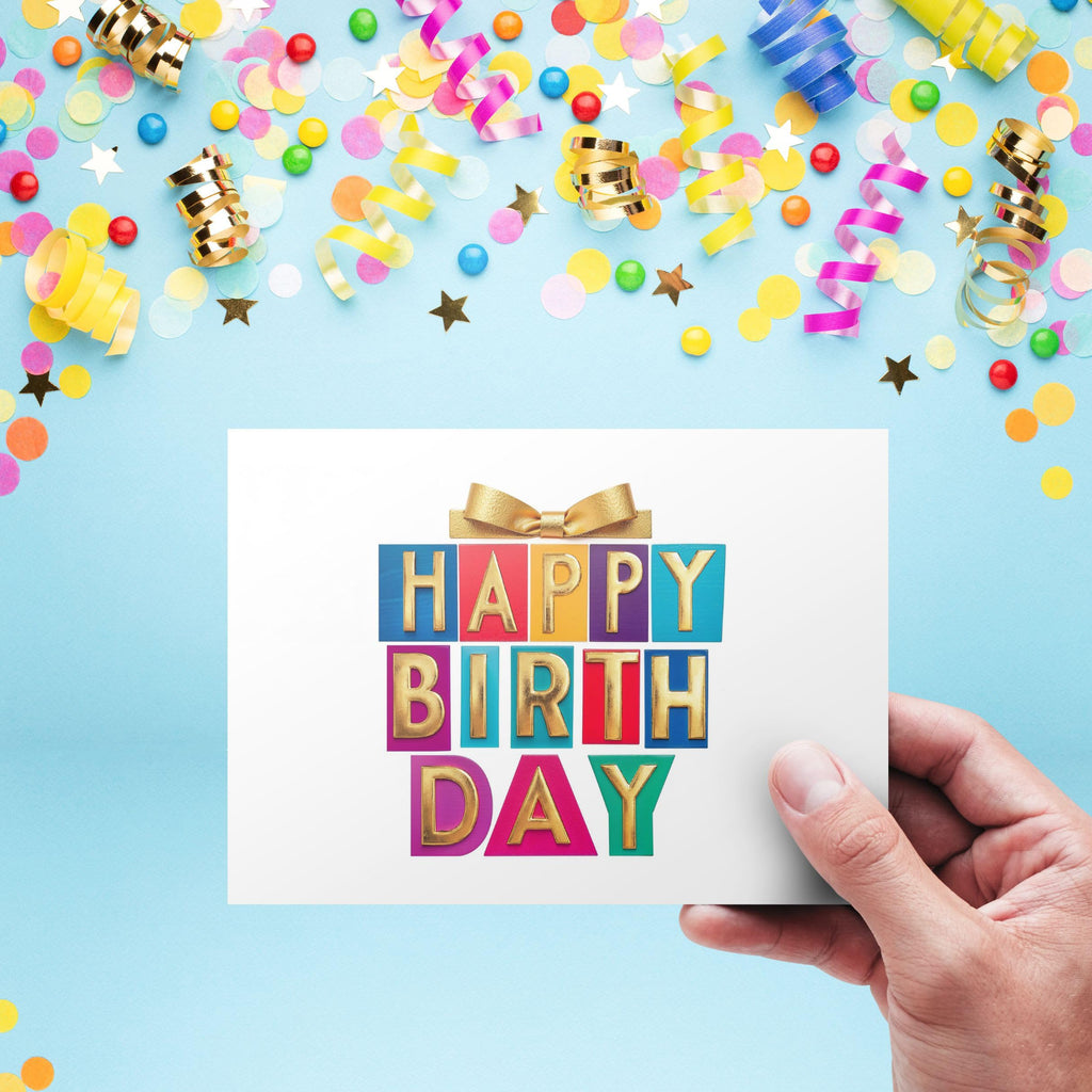 150 Happy Birthday Cards Bulk, Gold Foil Printing with Envelopes and Stickers - 6 Designs Greeting Notes with Messages Inside for Office, Employees,Business, Personal 4x6 Inch