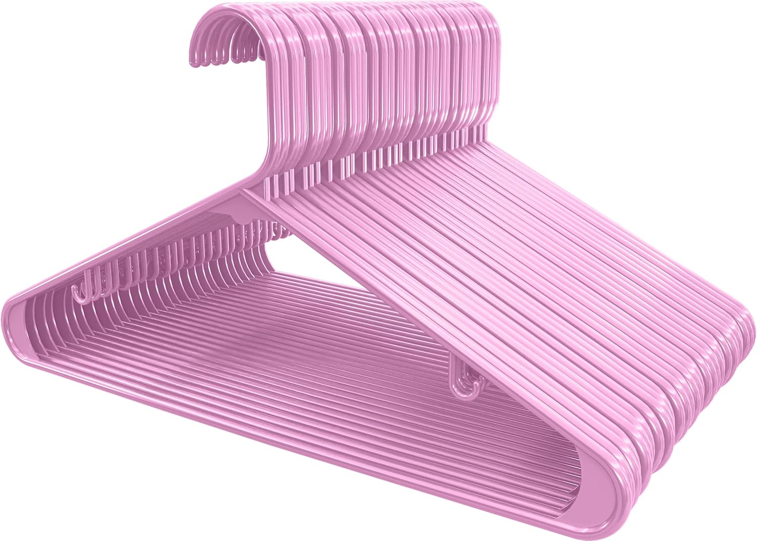 Utopia Home Plastic Hangers 50 Pack - Durable Space-Saving Closet Organizers - Pink Hangers for Shirts, Pants, Skirts & Coats