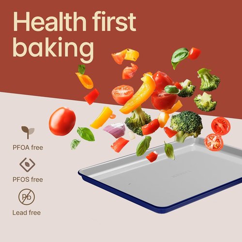 Bakken 8-Piece Bakeware Set - Nonstick Ceramic Coated Pans, Oven Safe Up to 500°F, Blue