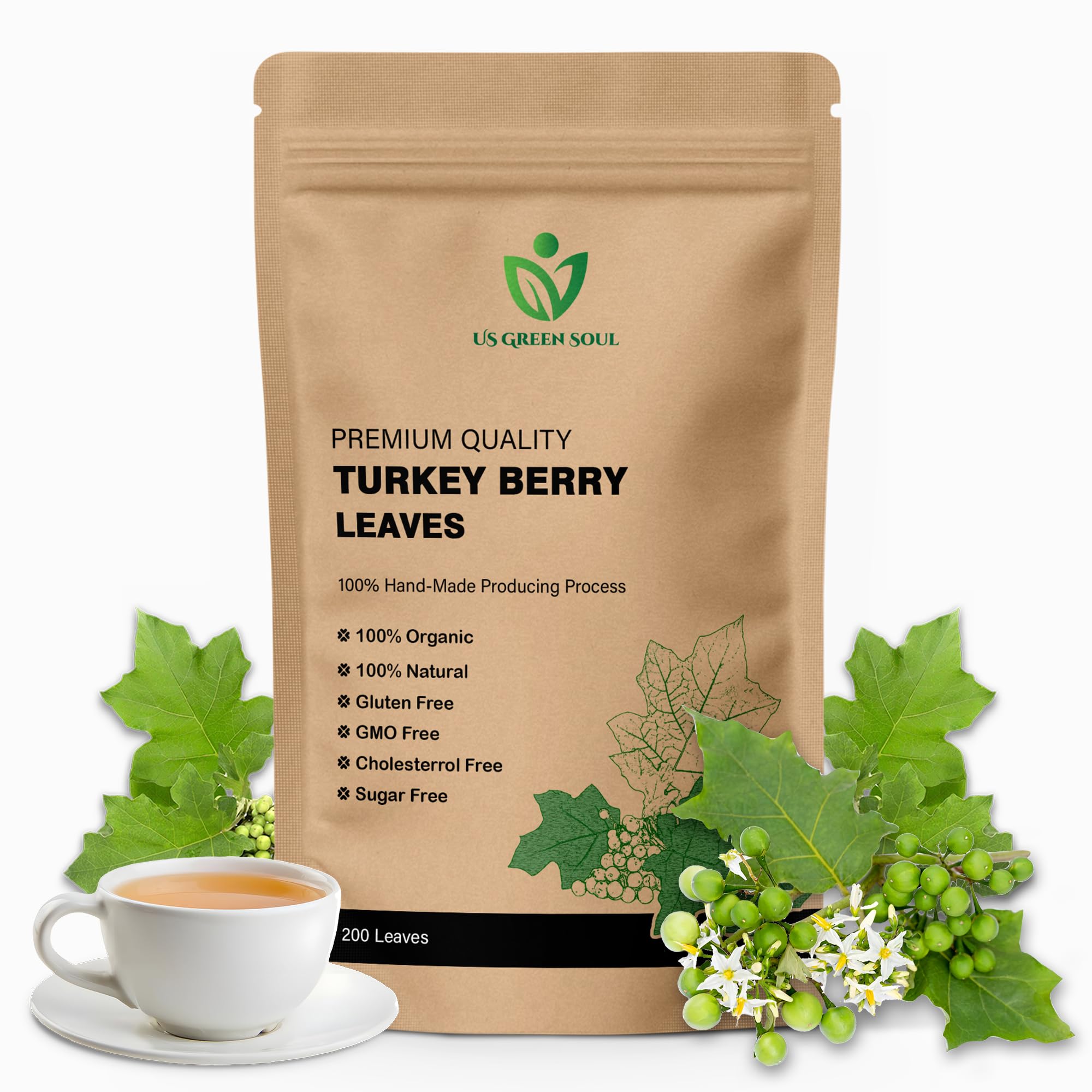 Turkey Berry Leaves - 100% Pure, Dried Organic Leaves for Cooking, Tea, and Herbal Remedies