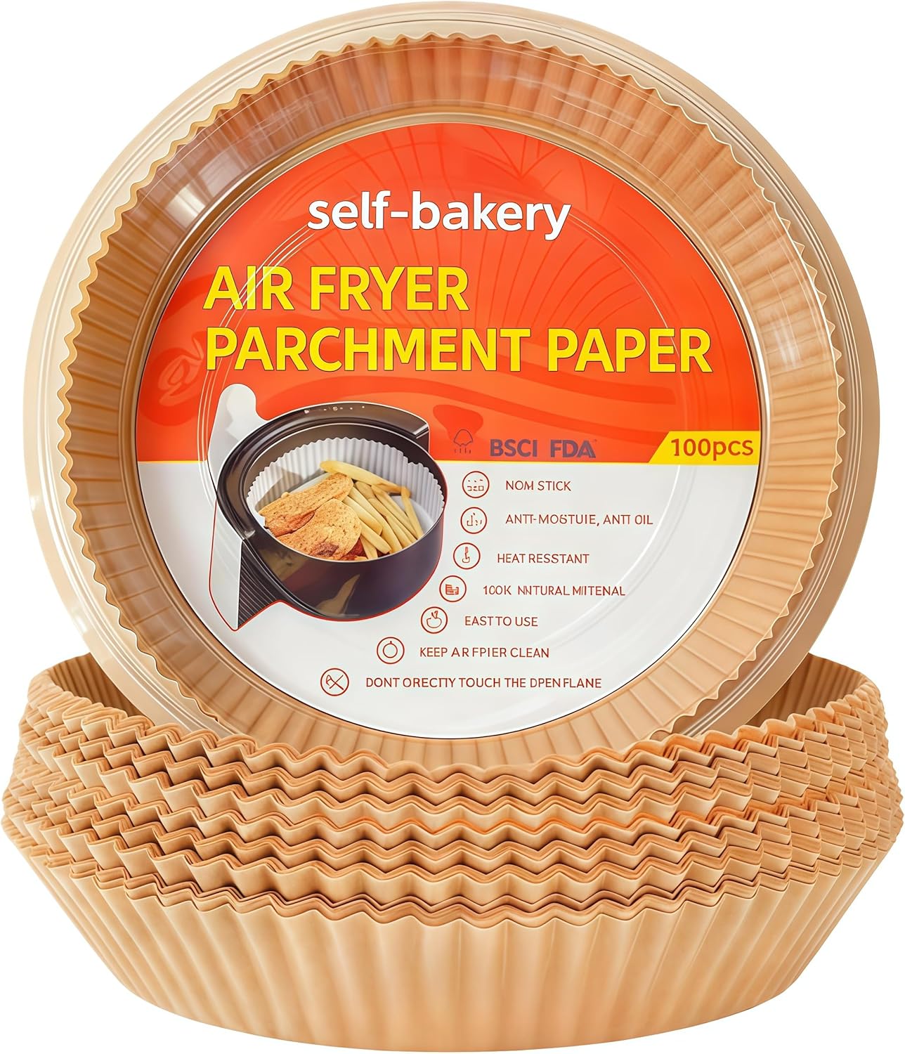 Round Air Fryer Liners 100Pcs - 8-Inch Disposable Non-Stick Parchment Paper for Easy Cleanup