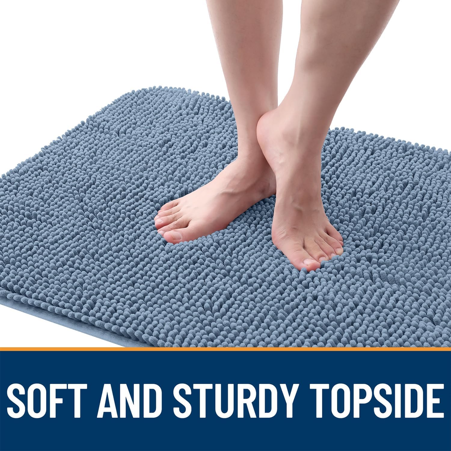 OLANLY Dog Door Mat - Absorbent Non-Slip Washable Doormat for Muddy Paws | 24x16 Airy Blue