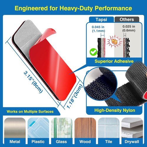 Heavy-Duty Adhesive Hook and Loop Strips by [Brand Name] - 1.2" x 3.2" Waterproof, Heat-Resistant Fastening for Indoor/Outdoor Use