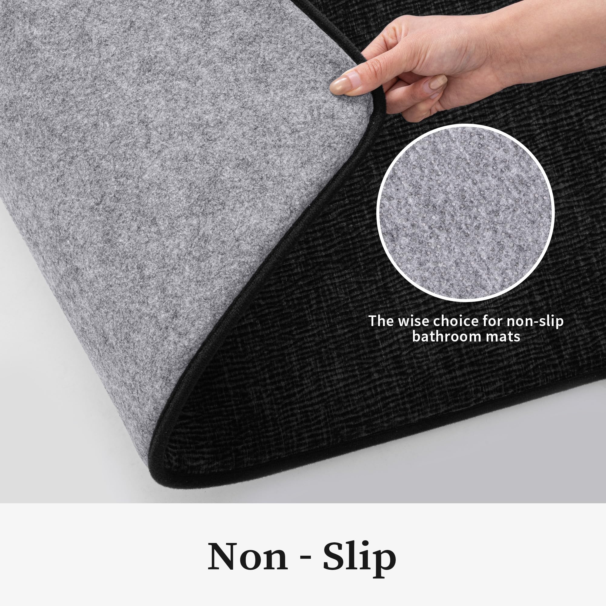 YIHOUSE Bathroom Rug Set 2 Piece, Memory Foam Black Bath Mat Set Non-Slip Quick Dry Bath Mats for Bathrooom, Super Absorbent Washable Bath Rug for Bathroom Floor Sink Tub and Shower