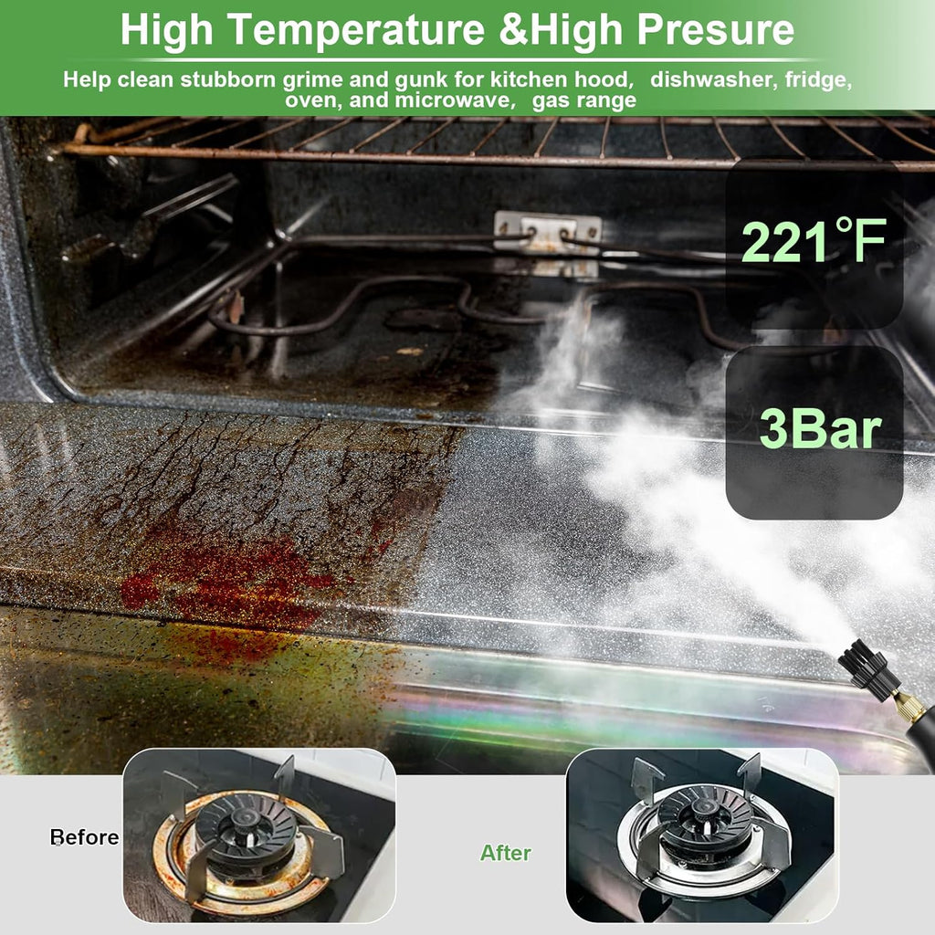 Skiennix Handheld Steam Cleaner - 15s Heat-Up, 1.2L Tank, 6-Level Adjustable Handle | Ideal for Home & Car Detailing