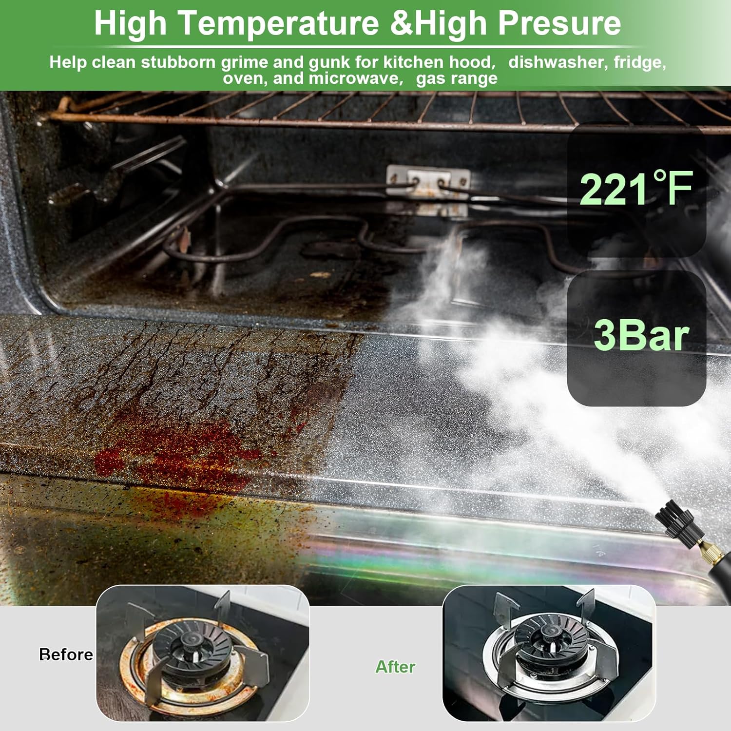 Skiennix Handheld Steam Cleaner - 15s Heat-Up, 1.2L Tank, 6-Level Adjustable Handle | Ideal for Home & Car Detailing