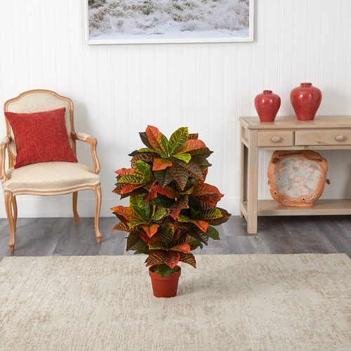 Nearly Natural 36in. Croton Artificial Plant (Real Touch)