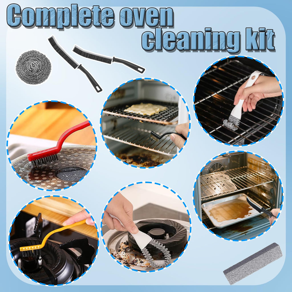 Heavy Duty Oven Cleaner Brush Set, Oven Cleaning Accessories Tools, for Deep Cleaning Stoves, Grills, Ovens & Kitchen Surfaces - Removes Tough Grease & Carbon Buildup