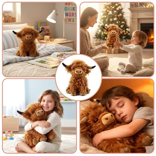 Yytoyshop Highland Cows Plush Pillow Adorable Cow Stuffed Animal Plushies Toys Soft Fluffy Cow Plush Pillow for Birthdays Day (Highland Cows)