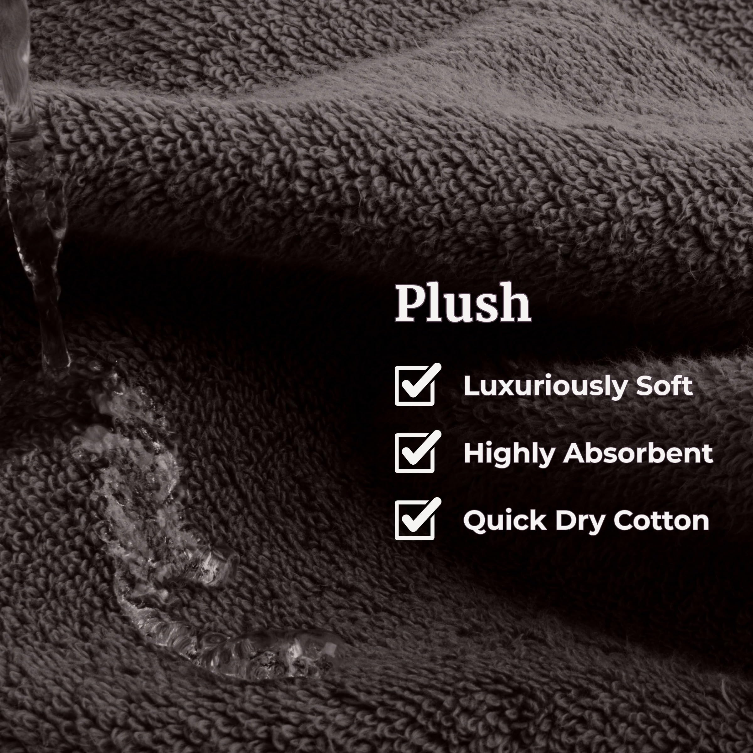 Lavish Home 6 Piece Bathroom Towels Set - 525GSM 100% Cotton Bathroom Essentials - 2 Bath Sheets, 2 Hand Towels, and 2 Wash Cloths for Bath, Shower, Gym, Spa, and Dorm Room (Charcoal)