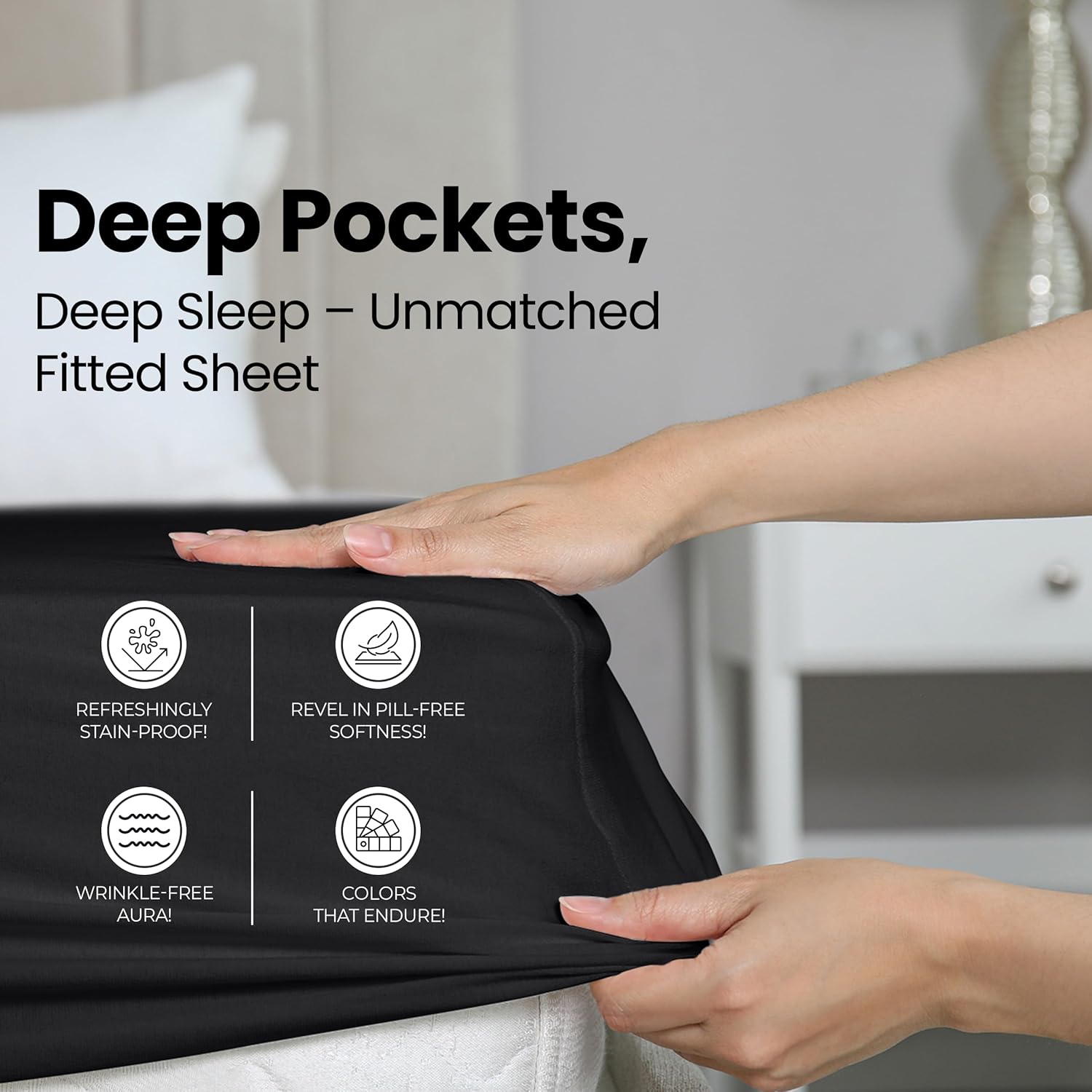 Utopia Bedding Twin Fitted Sheet - Deep Pocket Soft Microfiber - Fade Resistant & Easy Care | Black