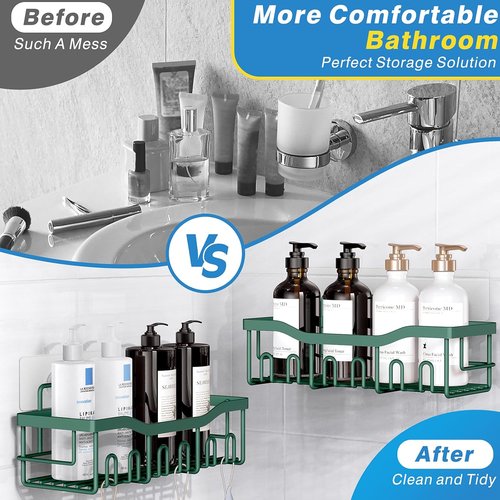 EUDELE Shower Caddy - Rustproof Stainless Steel Organizer | No Drilling, 2 Pack for Home & Kitchen Storage