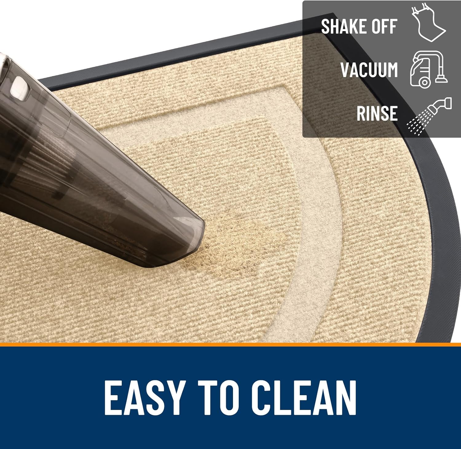 OLANLY Half Circle Door Mat - Waterproof All-Season Indoor/Outdoor Welcome Mat, 29.5x17, Beige