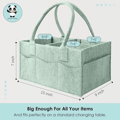 HIPHOP PANDA Diaper Caddy Organizer - Versatile Nursery & Car Storage for Baby Essentials | Dual-Color Set (Grey/Green)