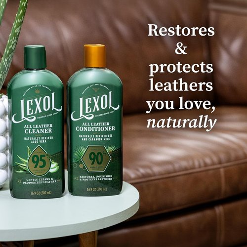 Lexol Advanced Naturals Leather Care Kit - Cleaner, Conditioner & Brush for Cars, Furniture & More | 5 Piece Set