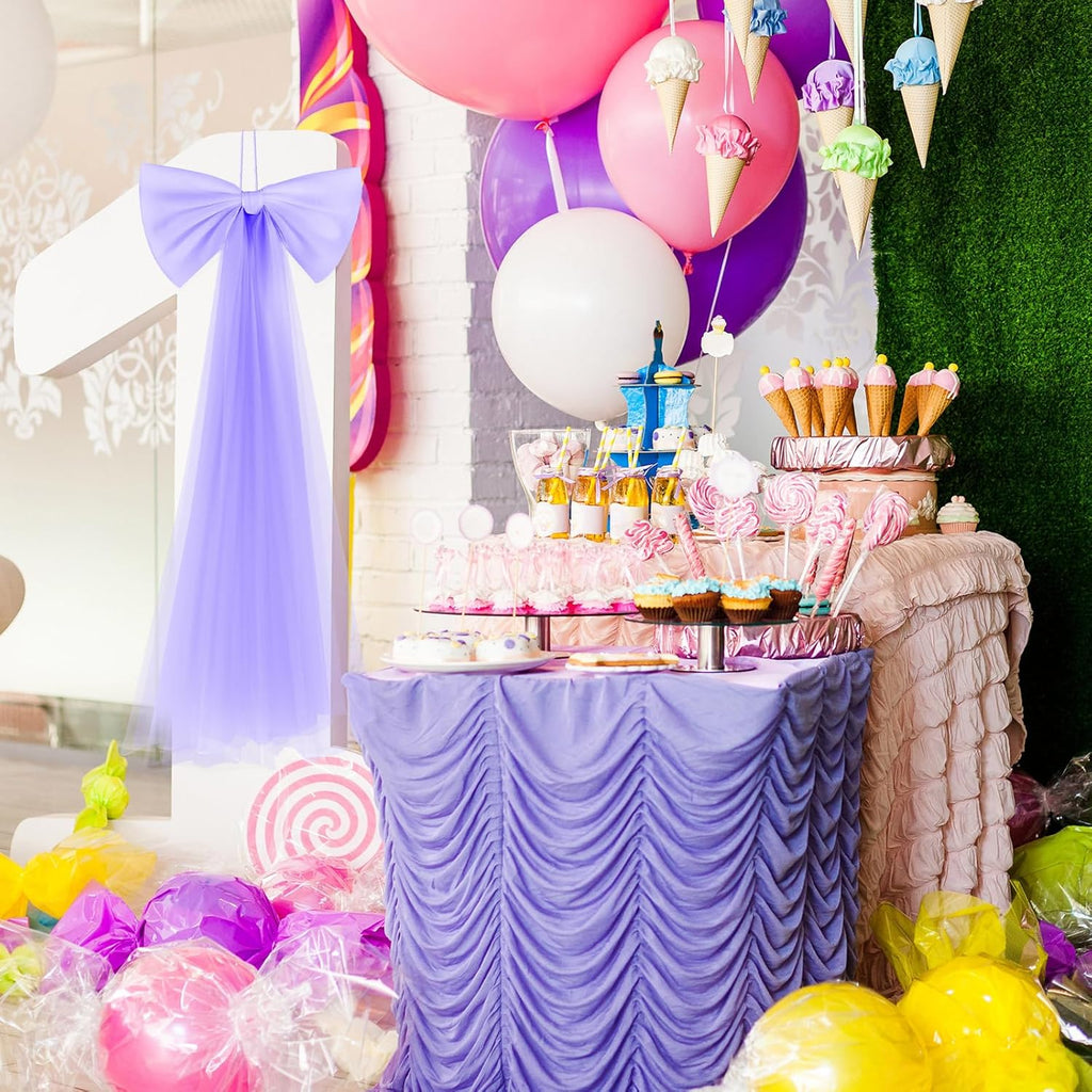 Zeyune Giant Purple Bow Wall Decor - 13.4 x 28.7 Inch Ribbon for Birthday, Wedding & Baby Showers