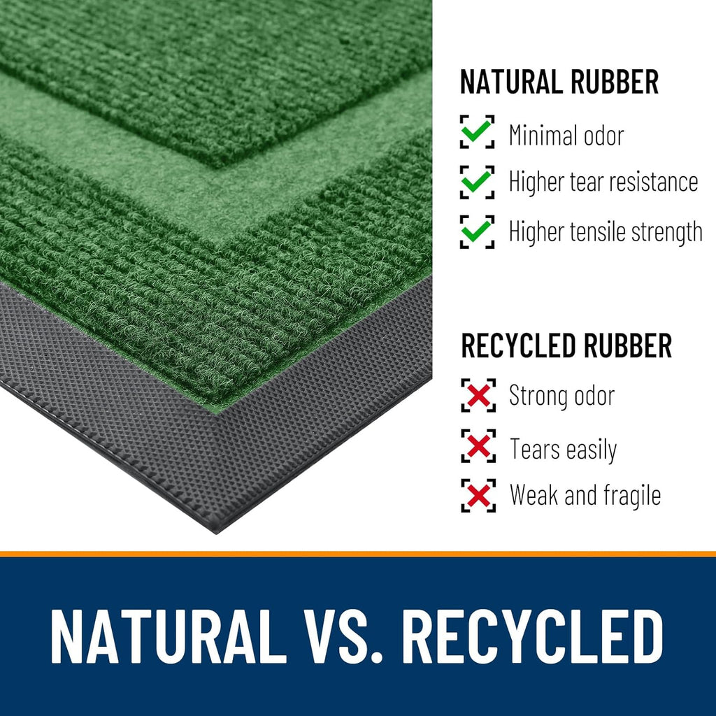 OLANLY Indoor Outdoor Front Door Mat - Waterproof, All-Weather, Easy Clean | 29.5x17 Inches, Green
