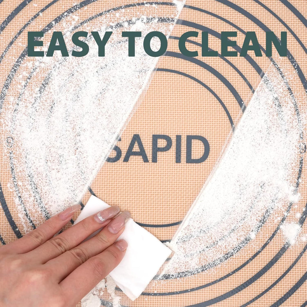 Sapid Extra Thick Silicone Pastry Mat - Non-Slip Baking Surface with Measurements | Extra Large 20" x 28" Gray