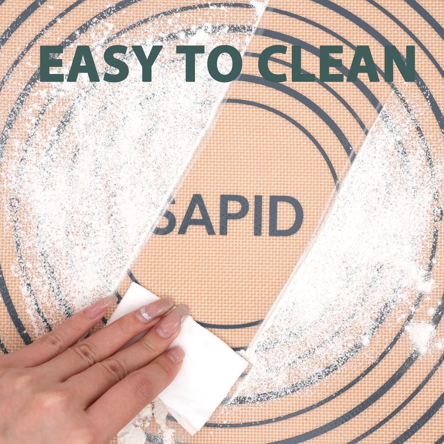 Sapid Extra Thick Silicone Pastry Mat - Non-Slip Baking Surface with Measurements | Extra Large 20" x 28" Gray
